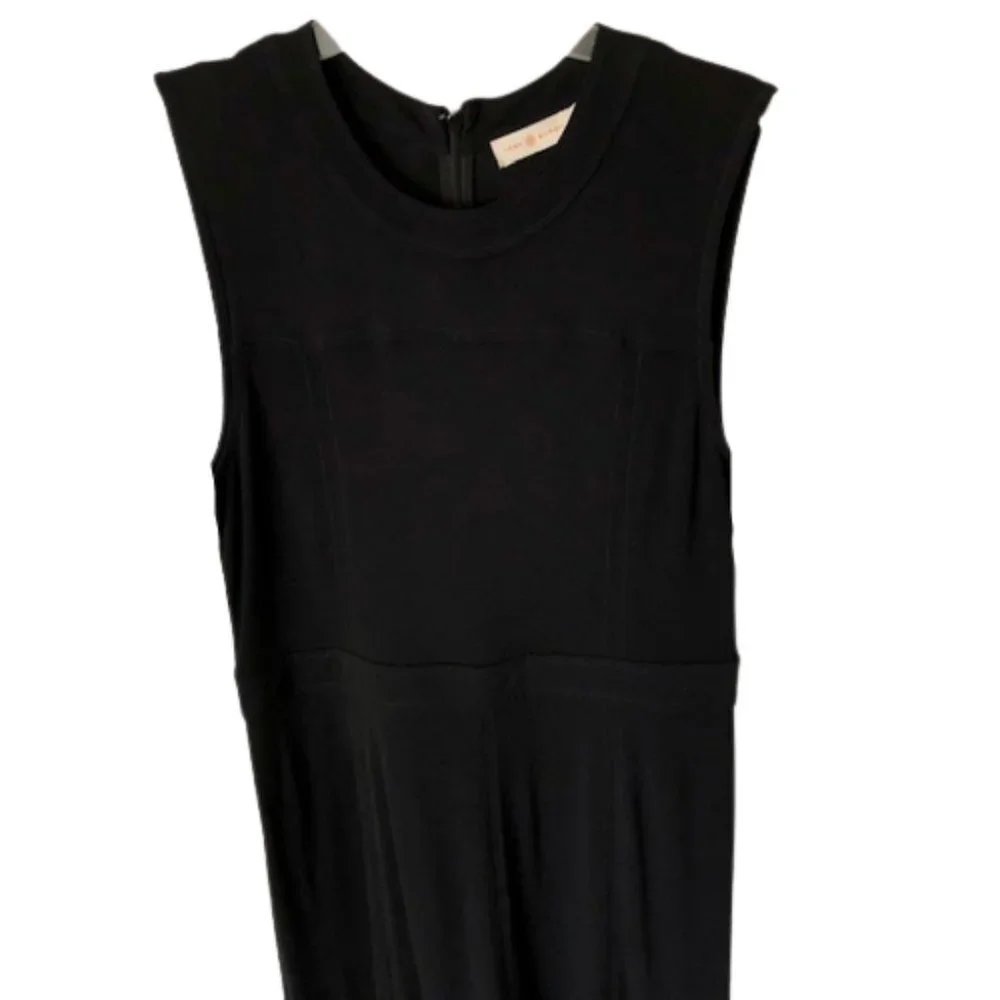 Tory Burch Black Midi Fit and Flare Shift Dress - Ruffle - 8